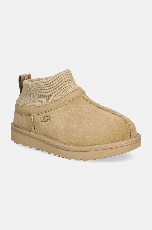 Ugg Dječje cipele za snijeg od brušene kože UGG CLASSIC ULTRA STRETCH CUFF boja: bež, 1157702T