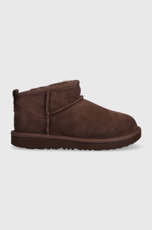 Ugg Dječje cipele za snijeg od brušene kože UGG KIDS CLASSIC ULTRA MINI boja: smeđa