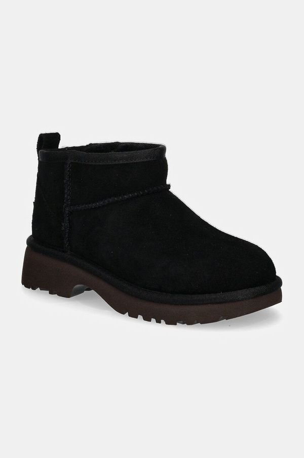 Ugg Dječje cipele za snijeg od brušene kože UGG KIDS CLASSIC ULTRA MINI NEW HEIGHTS boja: crna, 1157732K