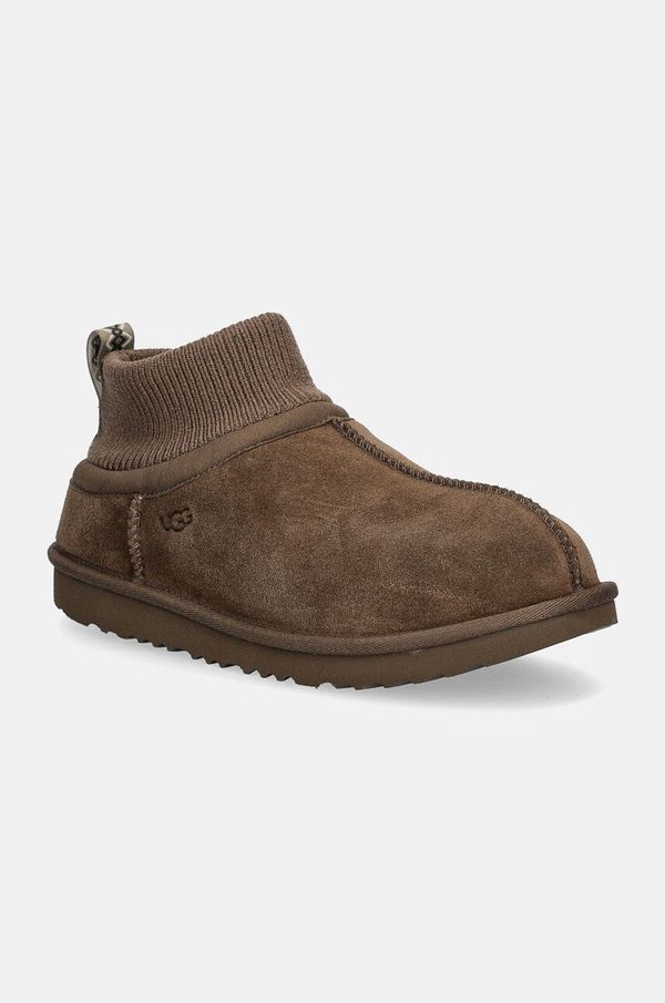 Ugg Dječje cipele za snijeg od brušene kože UGG KIDS' CLASSIC ULTRA STRETCH CUFF boja: smeđa, 1157702K