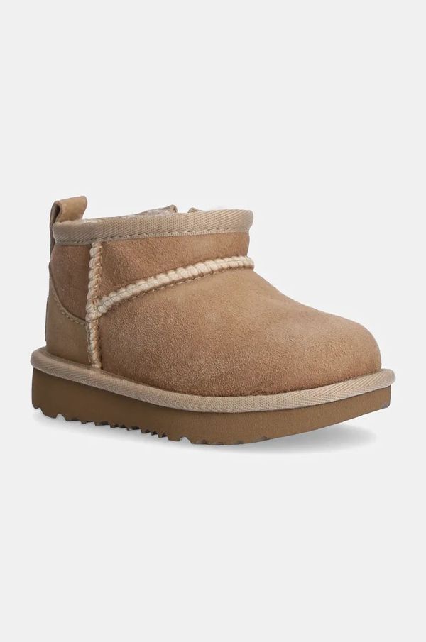 Ugg Dječje cipele za snijeg od brušene kože UGG T CLASSIC ULTRA MINI boja: bež