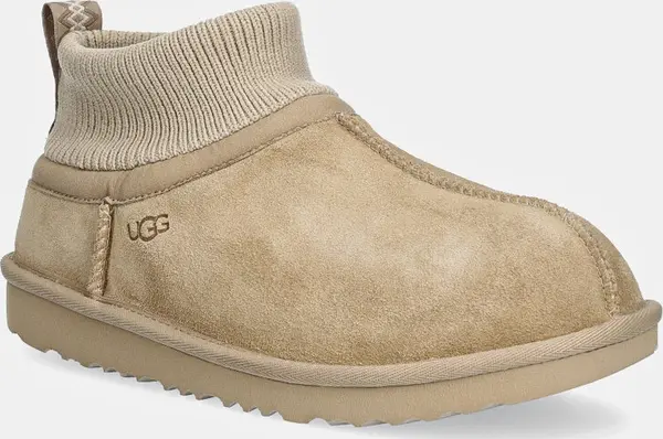 UGG Dječje čizme za snijeg od brušene kože UGG KIDS' CLASSIC ULTRA STRETCH CUFF