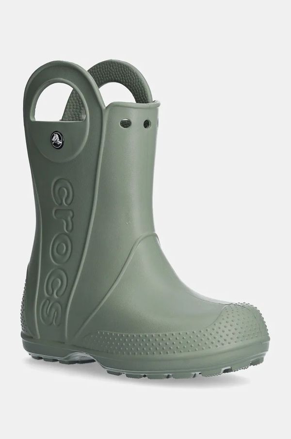 Crocs Dječje gumene čizme Crocs HANDLE RAIN BOOT boja: zelena, 12803
