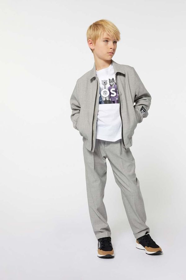 Boss Dječje hlače BOSS boja: siva, melanž, J51142