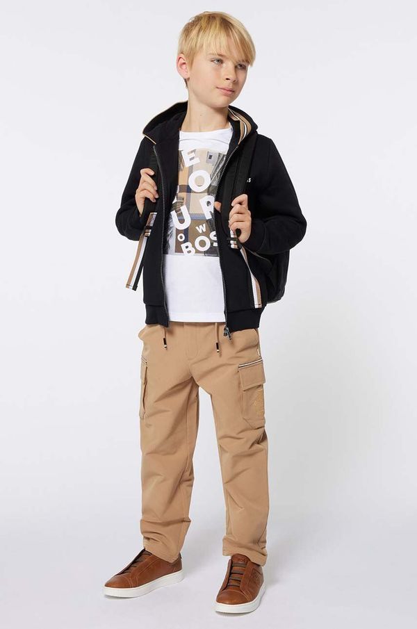 Boss Dječje hlače BOSS boja: smeđa, s aplikacijom, J51164