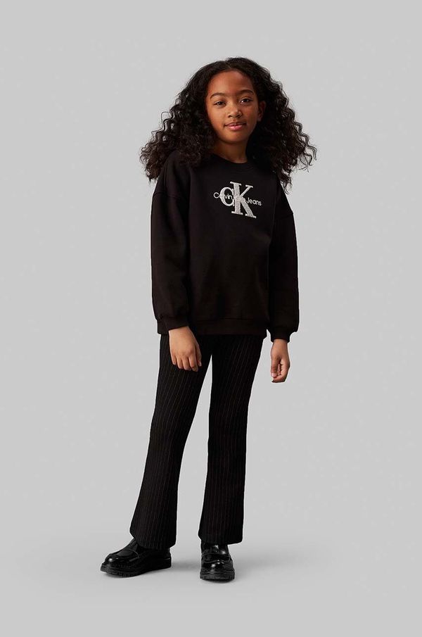 Calvin Klein Jeans Dječje hlače Calvin Klein Jeans PINSTRIPE FLARE boja: crna, s uzorkom, IG0IG02734