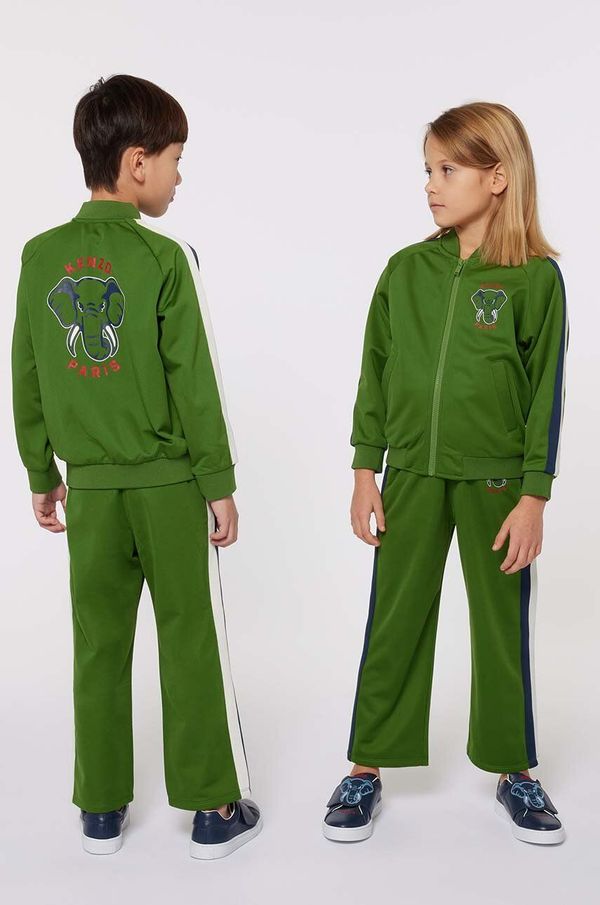 Kenzo kids Dječje hlače Kenzo Kids boja: zelena, s aplikacijom, K60716