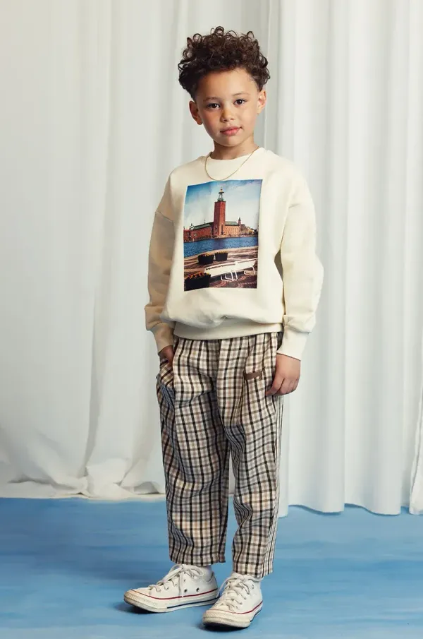 Mini Rodini Dječje hlače Mini Rodini Gingham boja: bež, s uzorkom, 2523016113