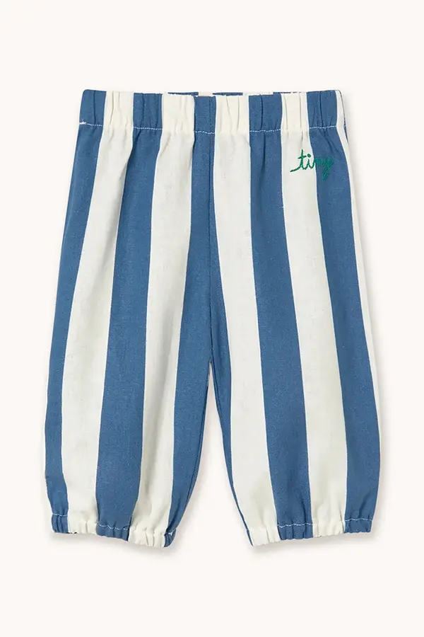 Tinycottons Dječje hlače s dodatkom lana Tinycottons LIGHT NAVY STRIPES BABY PANT