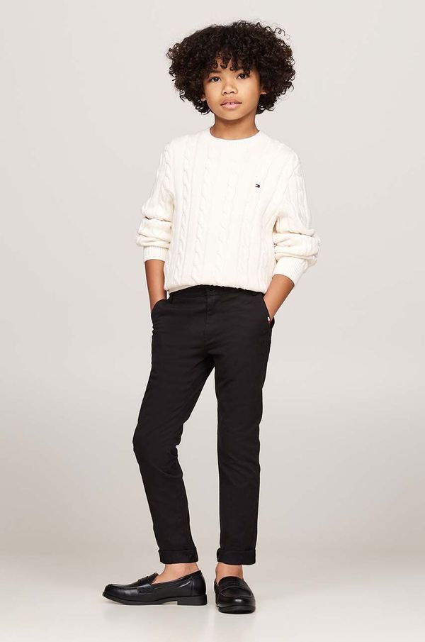 Tommy Hilfiger Dječje hlače Tommy Hilfiger 1985 SOFT TWILL CHINO PANTS boja: crna, bez uzorka, KB0KB09435