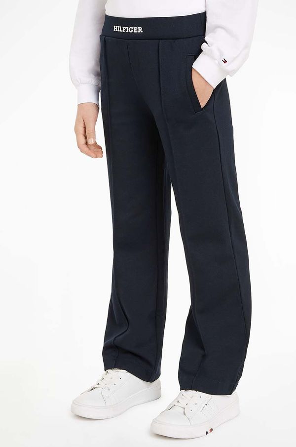 Tommy Hilfiger Dječje hlače Tommy Hilfiger MONOTYPE PUNTO WIDE PANT boja: tamno plava, bez uzorka, KG0KG08083