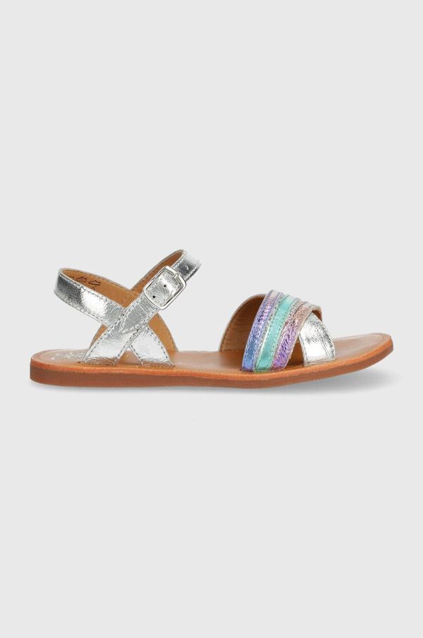 Pom D'api Dječje kožne sandale Pom D'api boja: srebrna