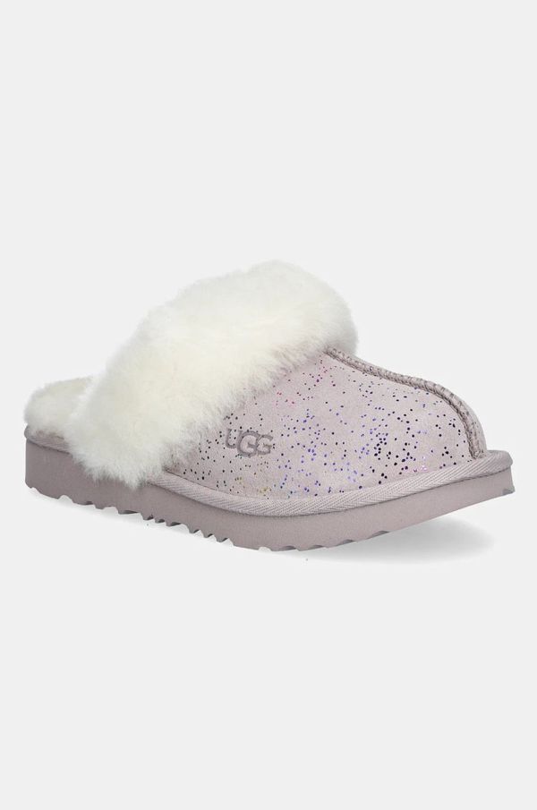 Ugg Dječje kućne papuče od brušene kože UGG COZY II SHIMMER SKY boja: ljubičasta, 1157672K