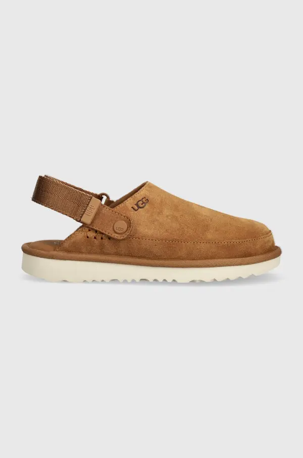 UGG Dječje kućne papuče od brušene kože UGG GOLDENSTAR CLOG