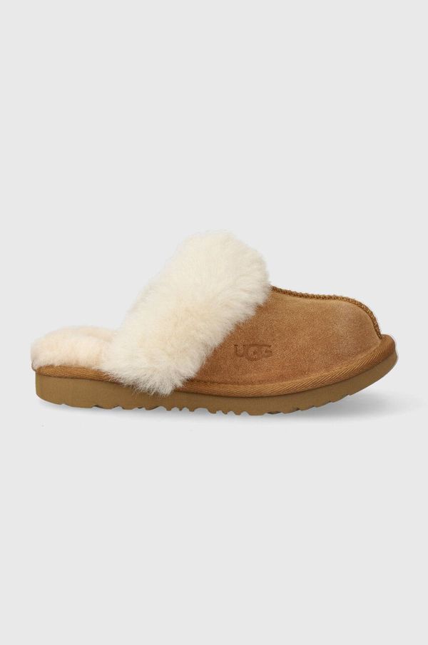 Ugg Dječje kućne papuče od brušene kože UGG K COZY II boja: bež