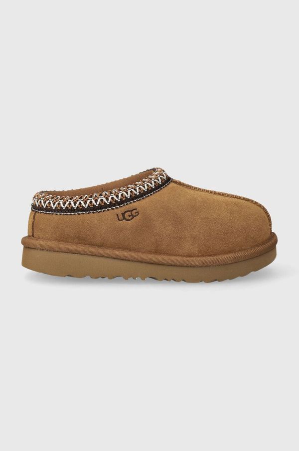 Ugg Dječje kućne papuče od brušene kože UGG T TASMAN II boja: bež, 1019066T