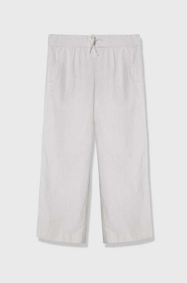 Abercrombie & Fitch Dječje lanene hlače Abercrombie & Fitch boja: bijela, bez uzorka