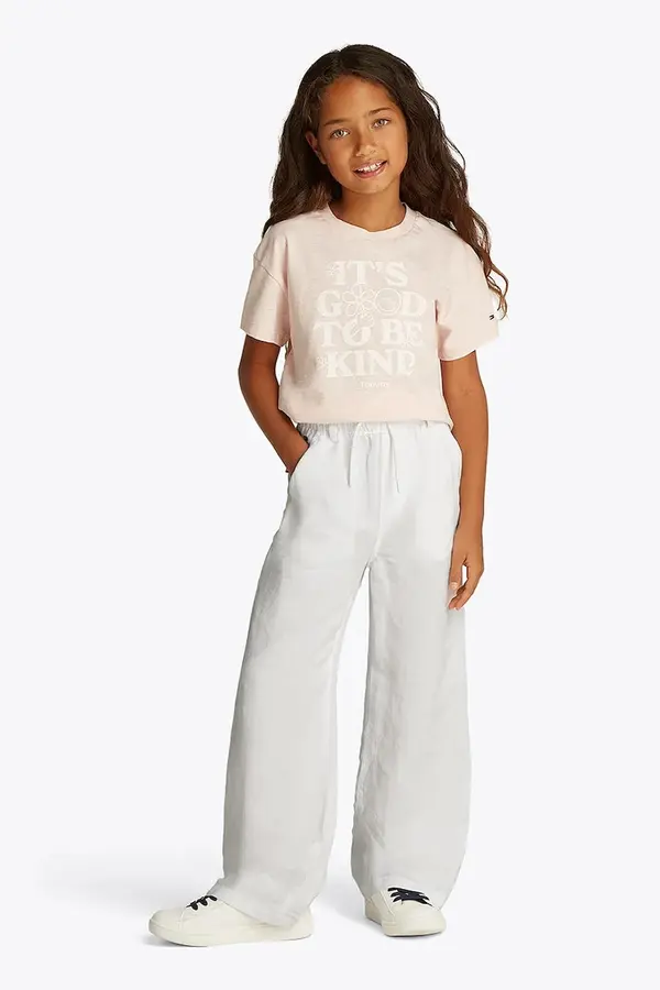 Tommy Hilfiger Dječje lanene hlače Tommy Hilfiger