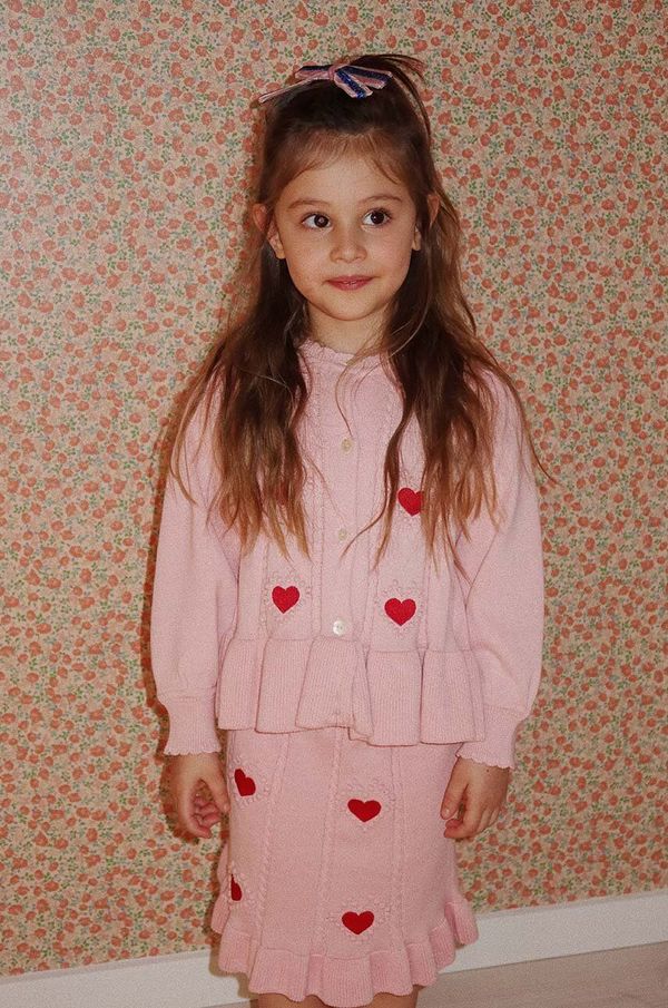 Konges Sløjd Dječje pamučna haljina Konges Sløjd SOLEIL KNIT SKIRT GOTS boja: ružičasta, mini, širi se prema dolje, KS101688