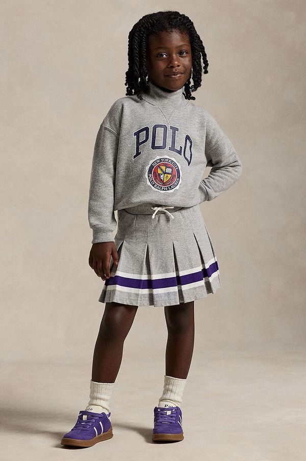 Polo Ralph Lauren Dječje pamučna haljina Polo Ralph Lauren boja: siva, mini, ravna, 312950967001