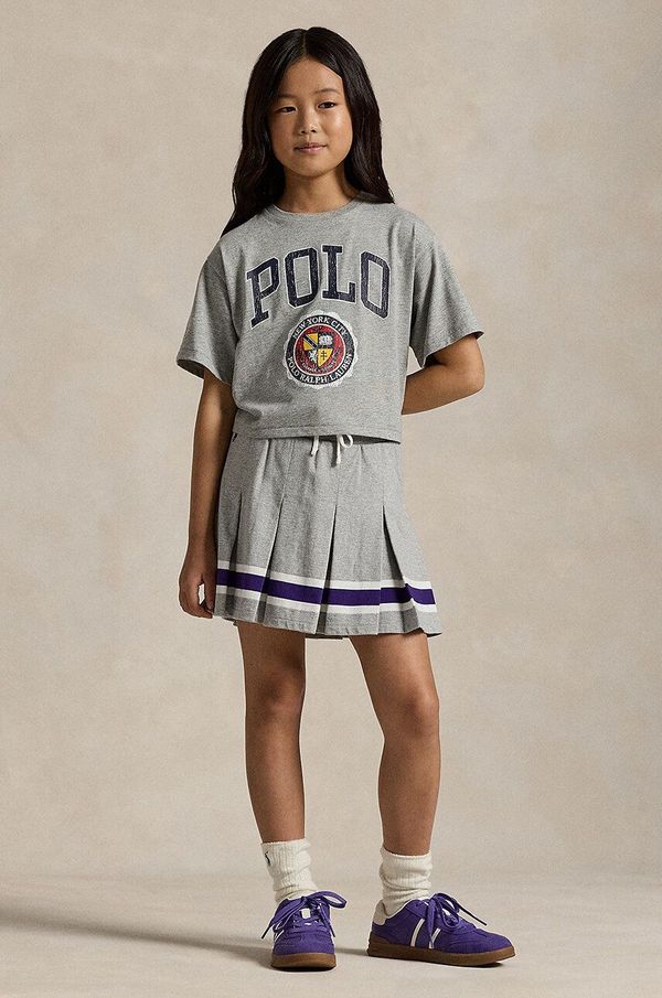 Polo Ralph Lauren Dječje pamučna haljina Polo Ralph Lauren boja: siva, mini, ravna, 313950967001