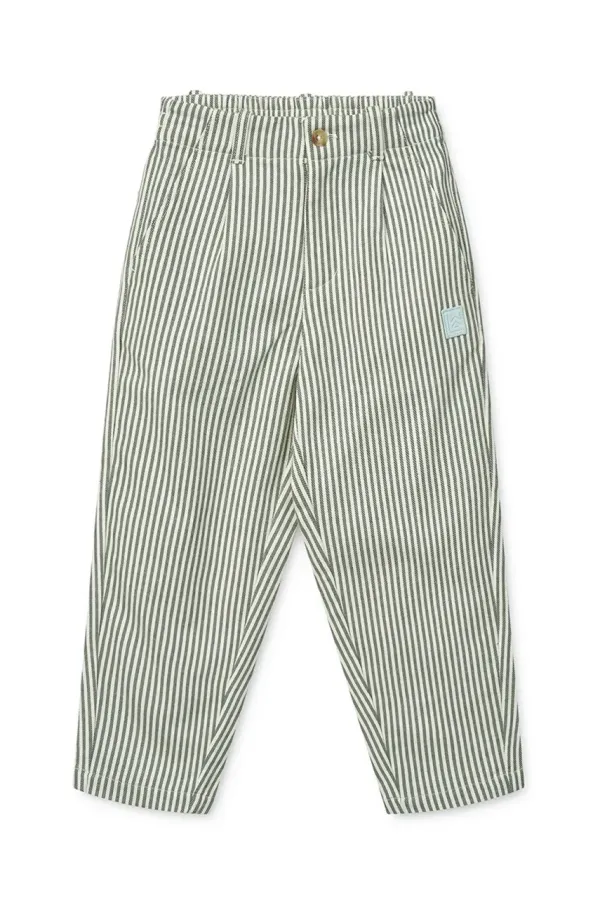 Liewood Dječje pamučne hlače Liewood Beal Stripe Pants boja: zelena, s uzorkom, LW19927