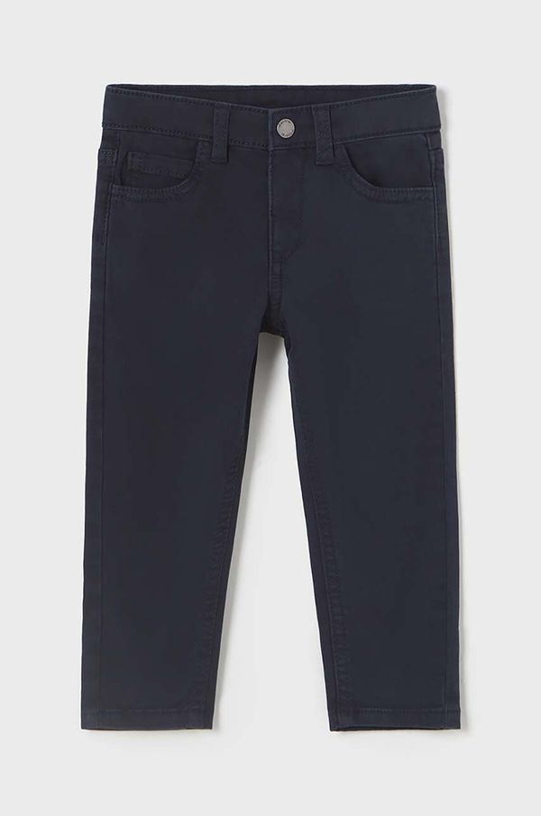 Mayoral Dječje pamučne hlače Mayoral slim fit basic boja: tamno plava, bez uzorka, 563