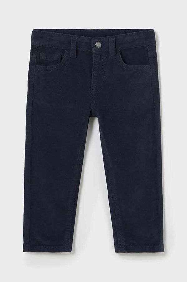Mayoral Dječje pamučne hlače Mayoral sztruks slim fit basi boja: tamno plava, bez uzorka, 502
