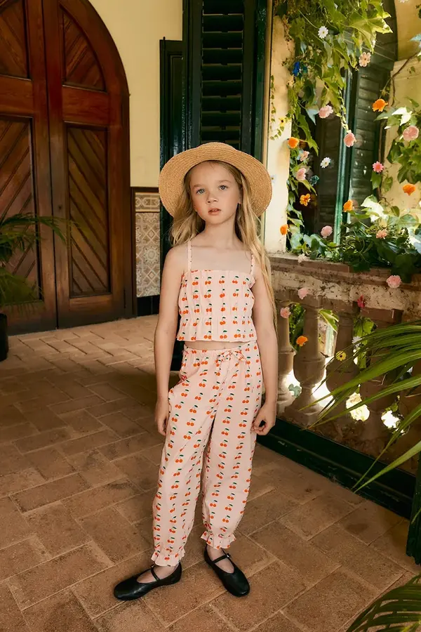 Tinycottons Dječje pamučne hlače Tinycottons CHERRIES PANT