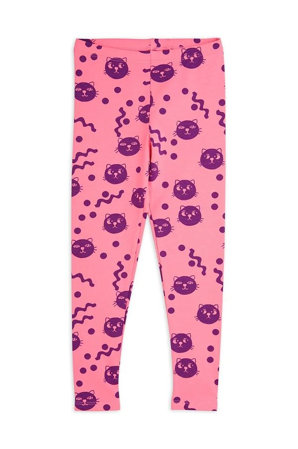 Mini Rodini Dječje pamučne tajice Mini Rodini Squiggly cats boja: ružičasta, s uzorkom, 2513011728