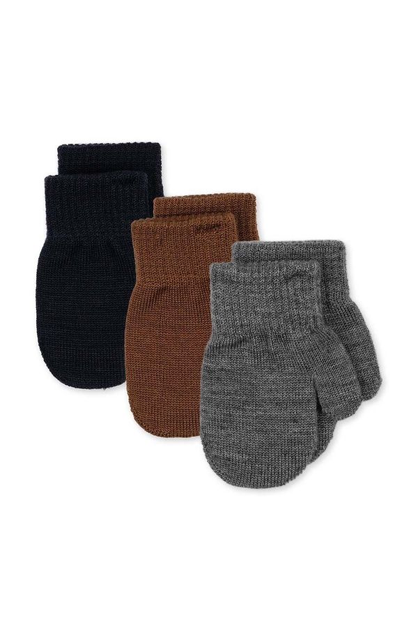 Konges Sløjd Dječje rukavice s dodatkom vune Konges Sløjd FILLA MITTENS 3-pack boja: siva, KS101221