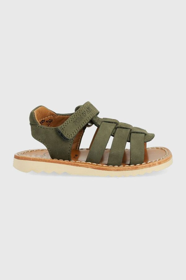 Pom D'api Dječje sandale od brušene kože Pom D'api boja: zelena