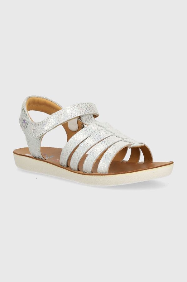Shoo Pom Dječje sandale od brušene kože Shoo Pom GOA SPART boja: srebrna