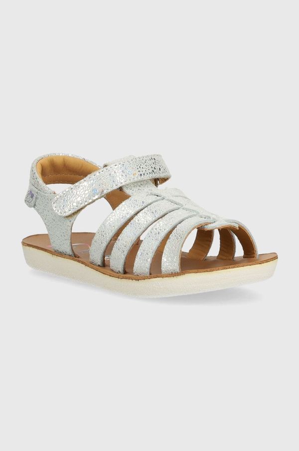 Shoo Pom Dječje sandale od brušene kože Shoo Pom GOA SPART boja: srebrna