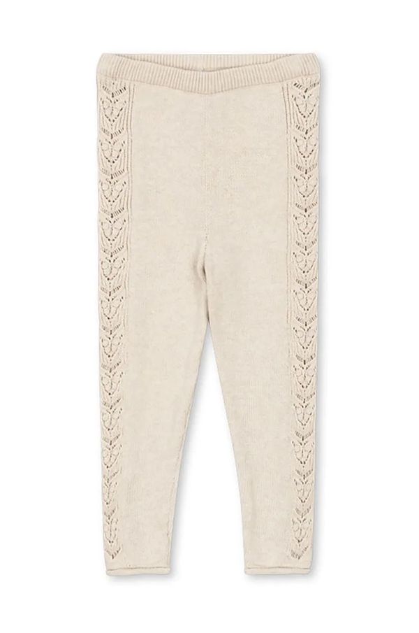 Konges Sløjd Dječje tajice Konges Sløjd CABBY KNIT PANTS boja: bež, s aplikacijom, KS101447