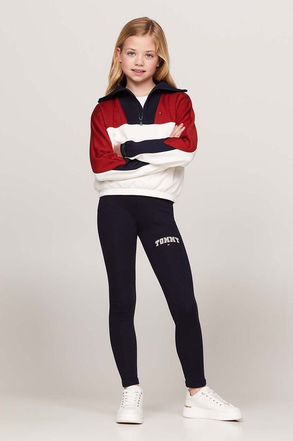 Tommy Hilfiger Dječje tajice Tommy Hilfiger VARSITY FITTED LEGGING boja: tamno plava, s tiskom, KG0KG08082