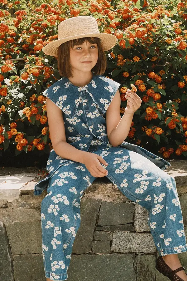 Tinycottons Dječje traperice Tinycottons BLOSSOMS DENIM JEANS