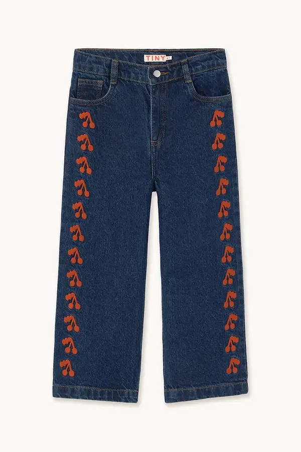 Tinycottons Dječje traperice Tinycottons CHERRIES EMBROIDERED JEANS