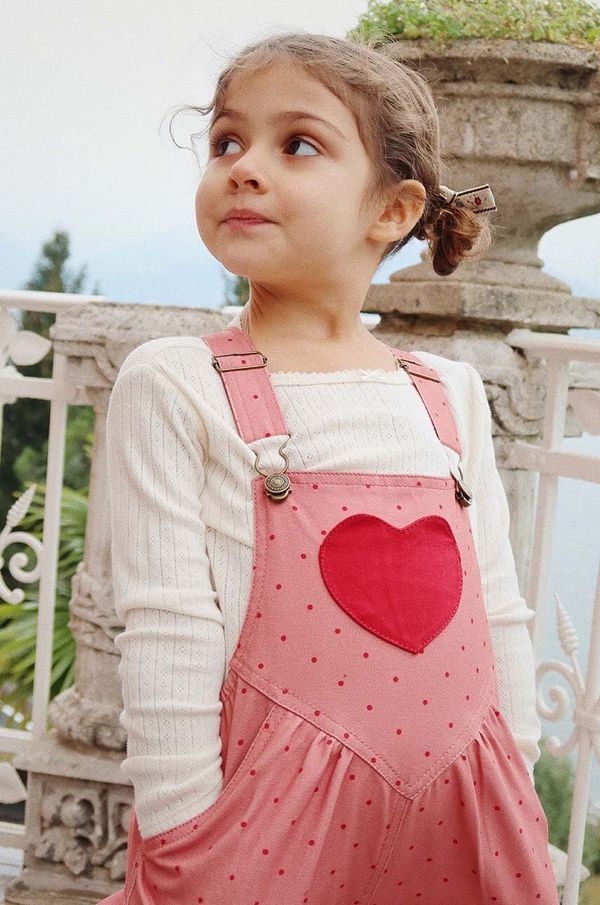 Konges Sløjd Dječje tregerice Konges Sløjd NOLA HEART OVERALLS GOTS boja: ružičasta, s uzorkom, KS101633