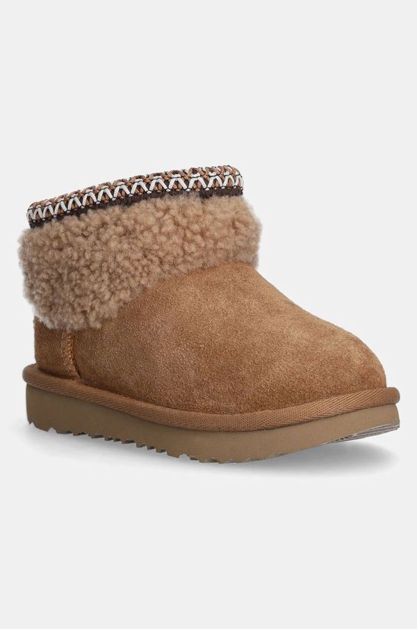 Ugg Dječje zimske cipele od brušene kože UGG CLASSIC ULTRA MINI MAXI CURLY boja: smeđa, 1157730T