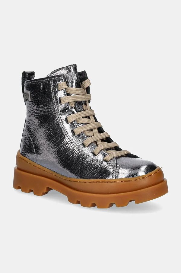 Camper Dječje zimske kožne cipele Camper Brutus boja: srebrna, K900179.020