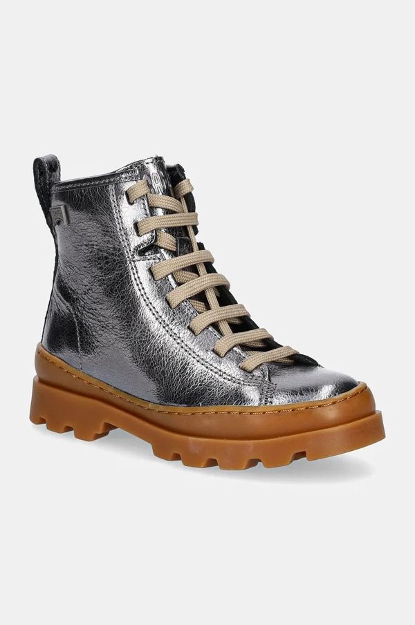 Camper Dječje zimske kožne cipele Camper Brutus boja: srebrna, K900179.020