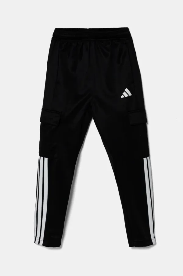 adidas Dječji donji dio trenirke adidas boja: crna, s aplikacijom, JI6175