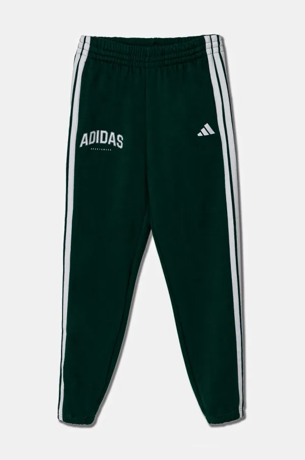 adidas Dječji donji dio trenirke adidas boja: zelena, s aplikacijom, JM2445