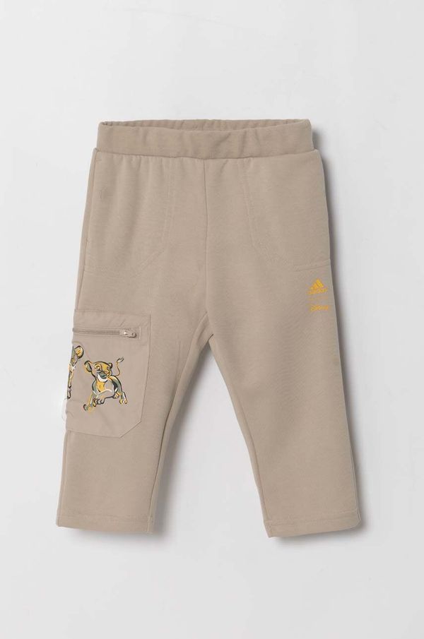 adidas Dječji donji dio trenirke adidas LK DY LK PNT boja: bež, s tiskom, IV9642