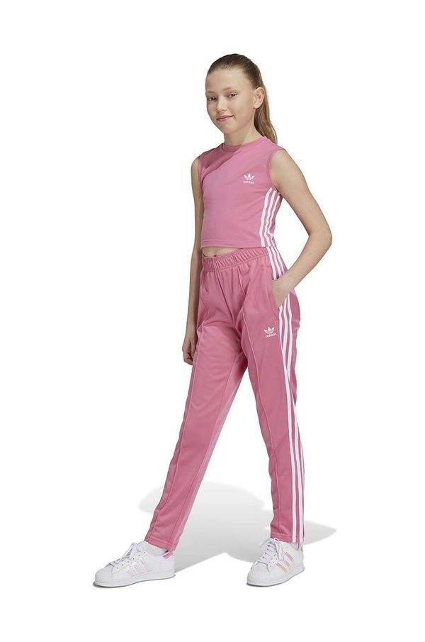 adidas Originals Dječji donji dio trenirke adidas Originals SST TP OPEN HEM boja: ružičasta, s aplikacijom, IY4032