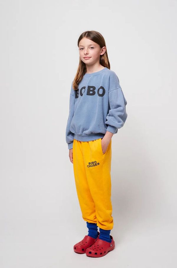 Bobo Choses Dječji donji dio trenirke Bobo Choses boja: žuta, s aplikacijom, 324EC026