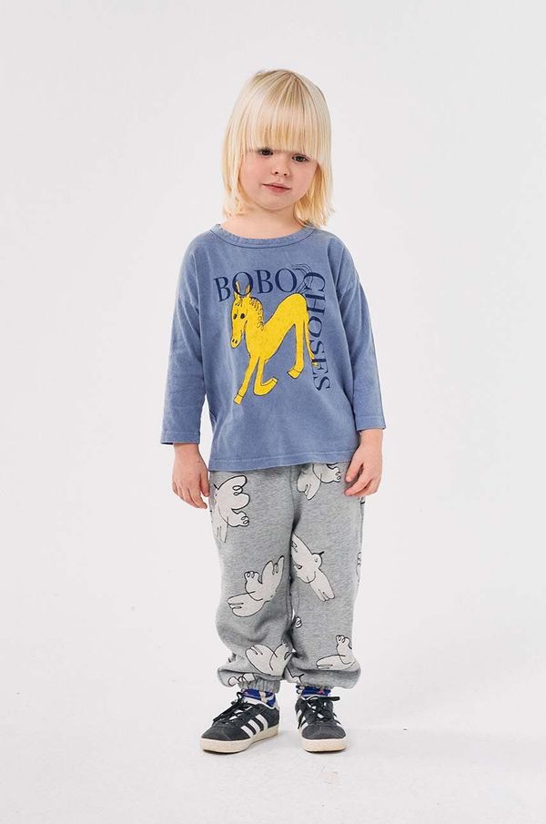 Bobo Choses Dječji donji dio trenirke Bobo Choses Freedom Bird boja: siva, s uzorkom, 224AC077