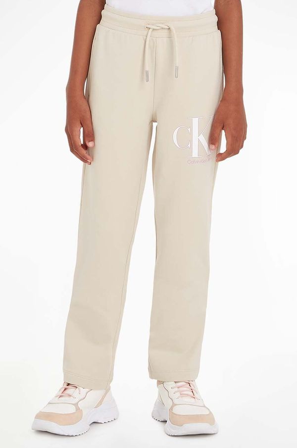 Calvin Klein Jeans Dječji donji dio trenirke Calvin Klein Jeans boja: bež, s uzorkom