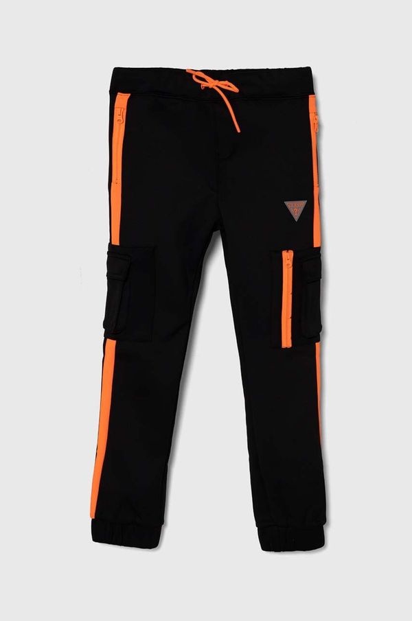 Guess Dječji donji dio trenirke Guess boja: crna, s aplikacijom